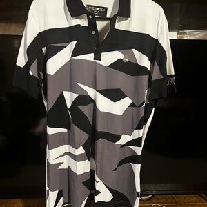 Hydrogen Black and White Camouflage Graphic Polo